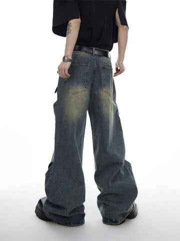 Wide Leg Jeans Pants Men Streetwear Baggy Distressed Denim Trousers Male Oversize Hollow Out Casual Korean Hip Hop aidase-shop
